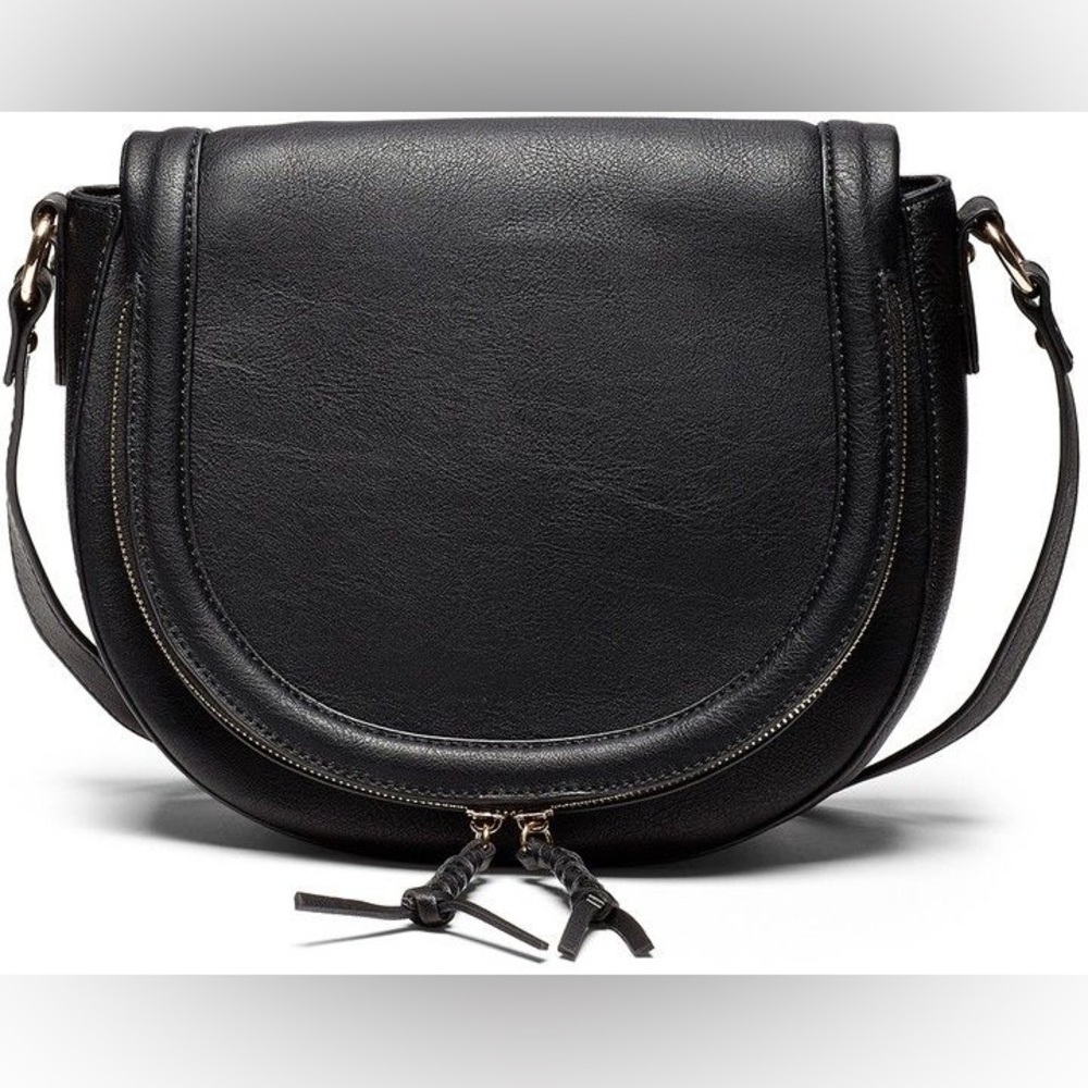 Sole Society Black Saddle Crossbody Bag with Timeless Design